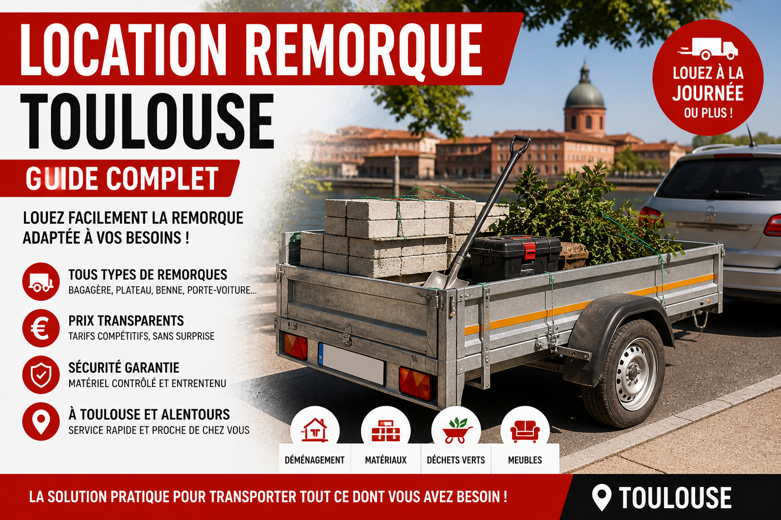Location remorque Toulouse : guide complet pour louer facilement en 2026, tarifs