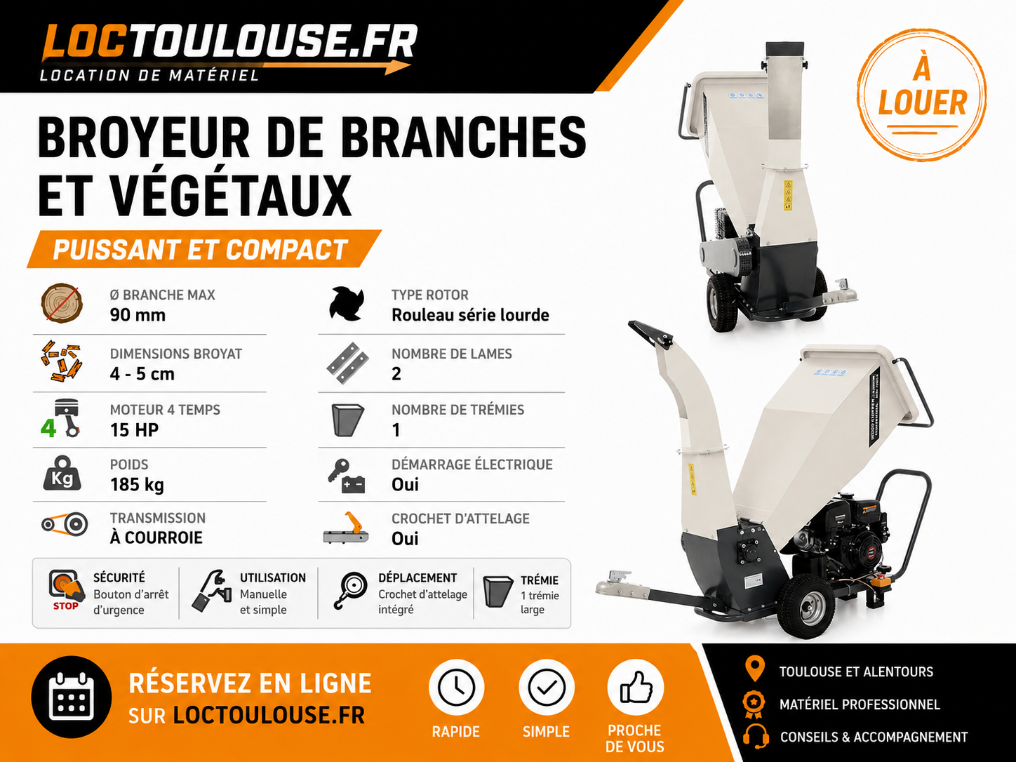 Location broyeur végétaux à Toulouse : louez un broyeur de branches puissant et pratique